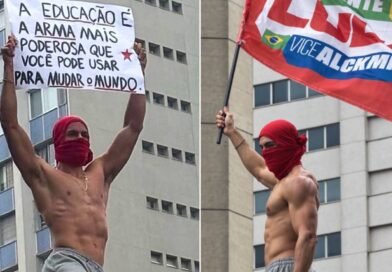 “Gostosão da Paulista”: manifestante sem camisa e com rosto coberto viraliza em ato pró-Lula